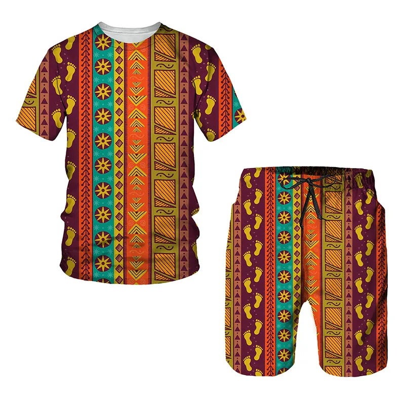 European Code Hawaii Seaside 3D Printing Men'S Casual Loose Suit Beach Short Sleeve Shorts Me13-Ma01 - Image 1
